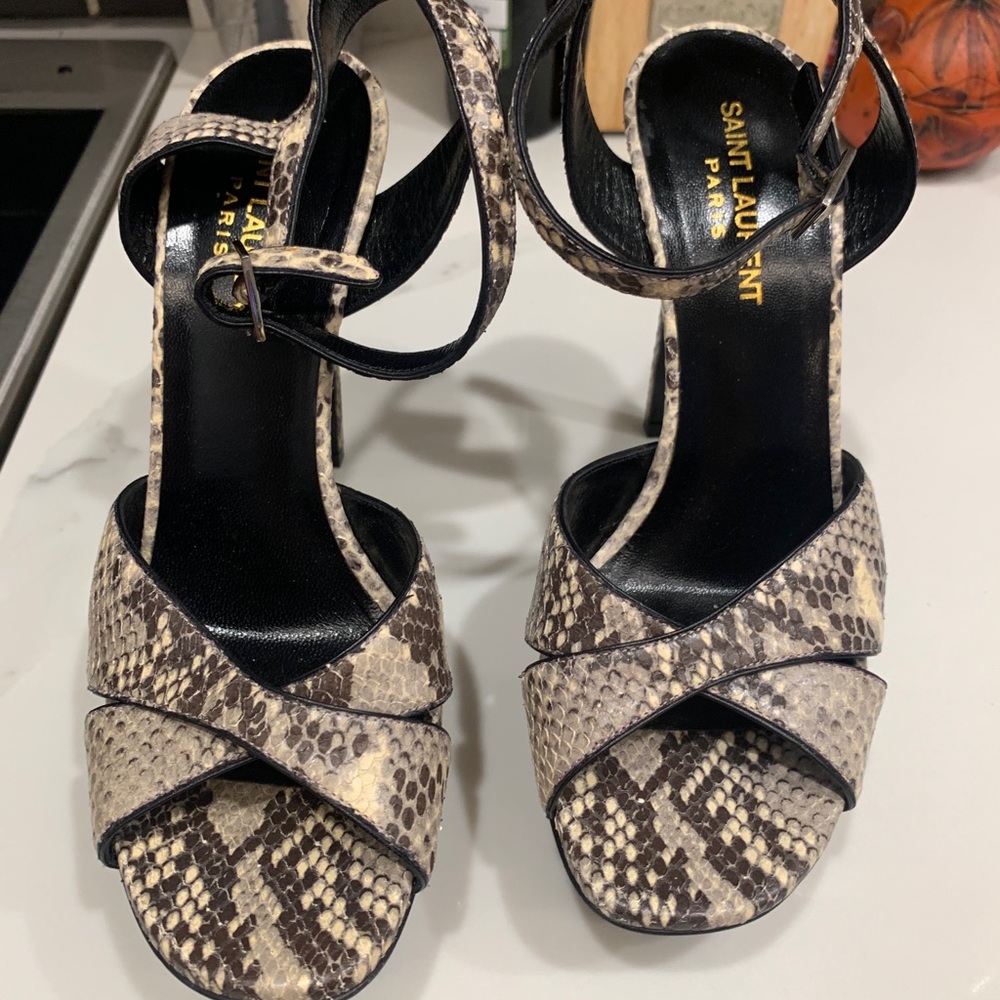 Ysl Tribute Platform Sandals In Python Print - image 2